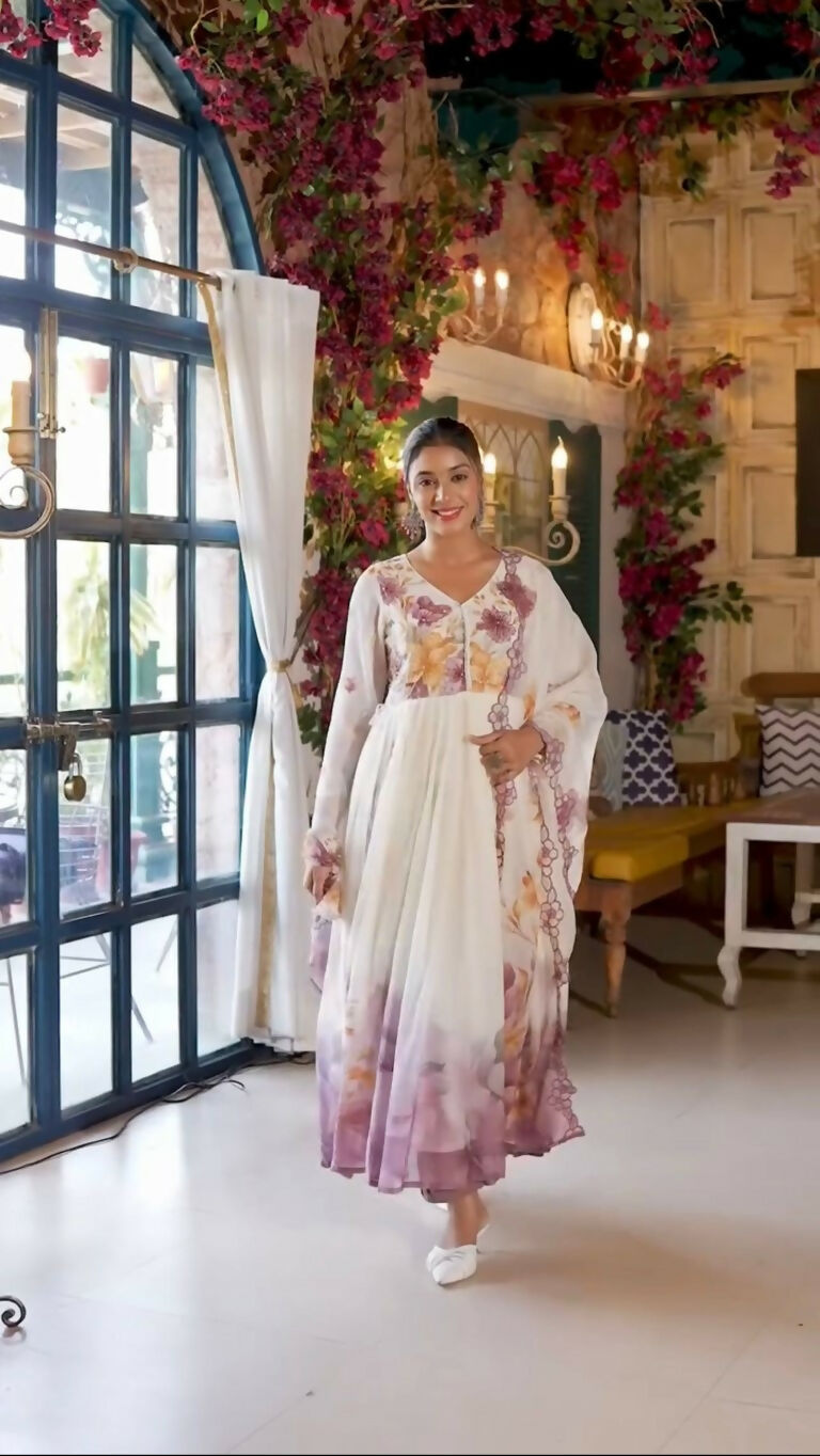 Teeya Creation Multi Color Organza Silk Printed Party Wear Gown | Grocsy