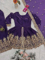 Teeya Creation Purple Color Fendy Satin Silk Embroidery Work party Wear Salwar Suit | Grocsy