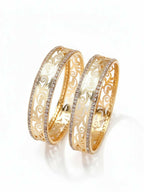 NVR Women Set of 2 Gold Plated CZ Stone Kada Bangle | Grocsy