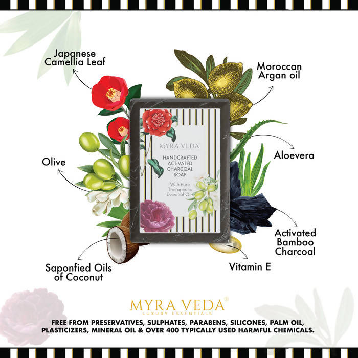 Myra Veda Handcrafted Activated Charcoal Soap | Grocsy