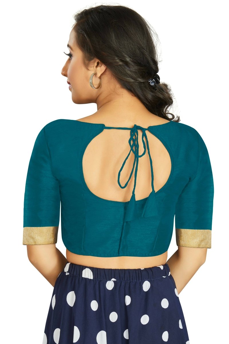 Aastha Fashion Women's Teal Art Silk Designer Traditional Readymade Blouse | Grocsy