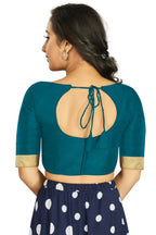 Aastha Fashion Women's Teal Art Silk Designer Traditional Readymade Blouse | Grocsy