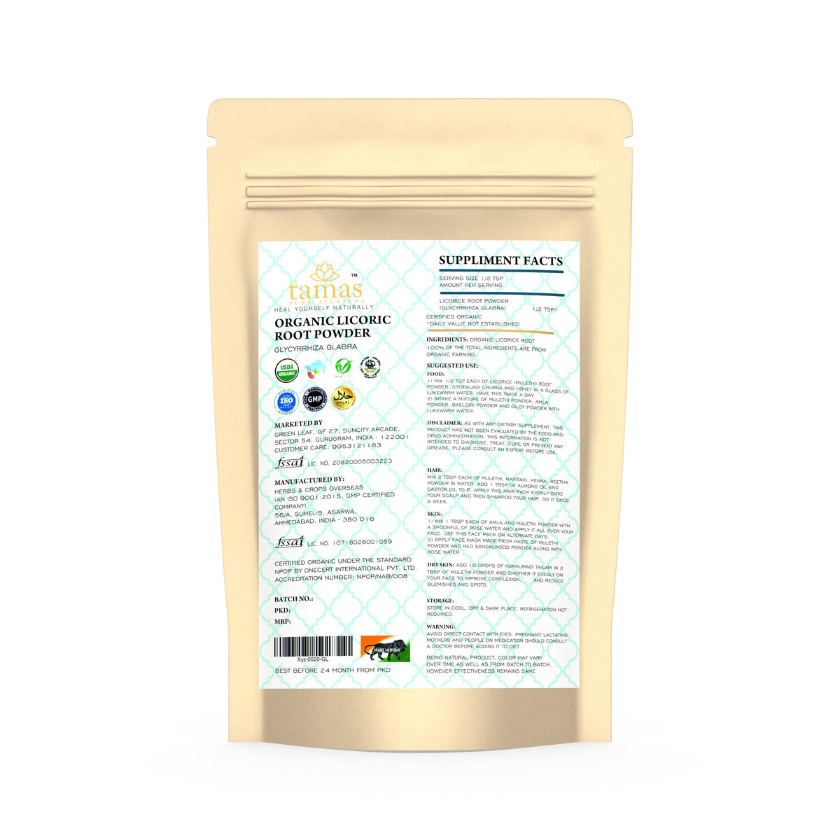 Tamas Pure Ayurveda Superfood Organic Licorice Root Powder | Grocsy