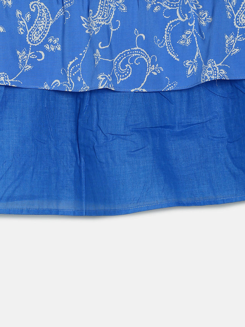 Manet Girls Cotton Frill Sleeve Frock Big Flower Print - Blue | Grocsy