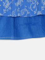 Manet Girls Cotton Frill Sleeve Frock Big Flower Print - Blue | Grocsy