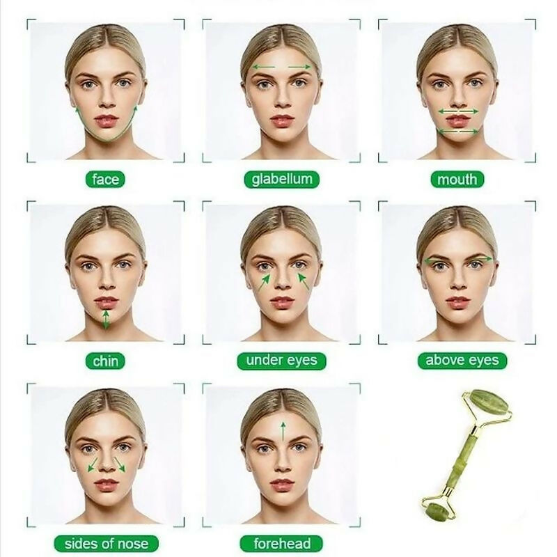 WishCare Face Massage Jade Roller For Glowing Skin - Green | Grocsy