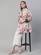 Ahalyaa Women Beige Crepe Digital Floral Print Tunic | Grocsy