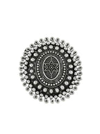 NVR Women's Oxidised Silver Plated Adjustable Finger Ring | Grocsy