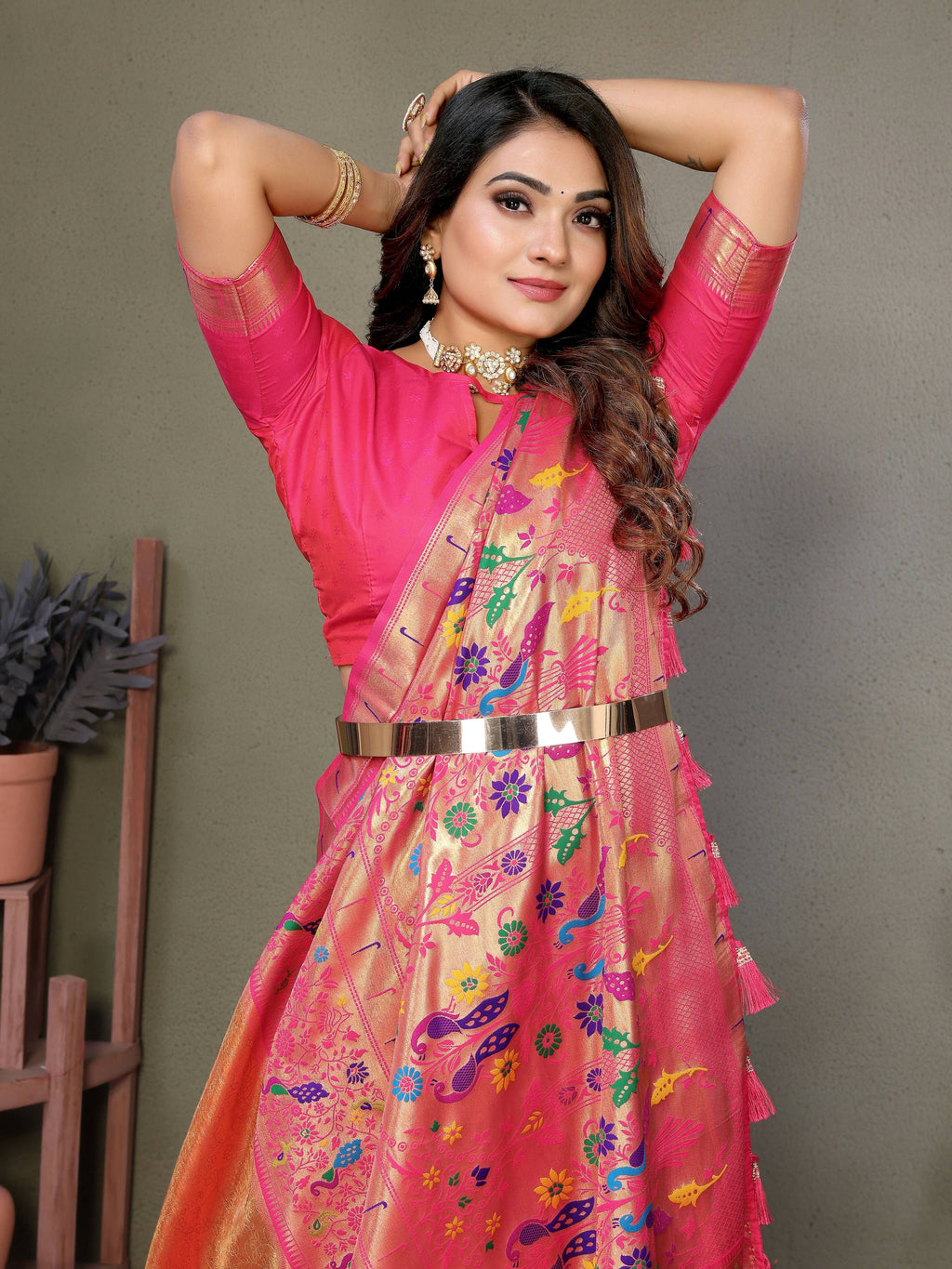 Aastha Fashion Orange Tissue Silk Paithani Woven Saree | Grocsy