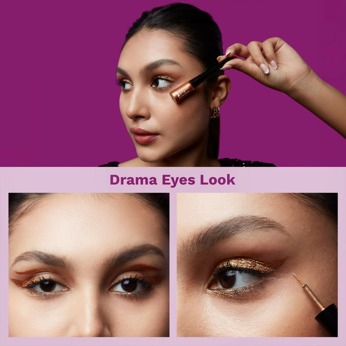 Pilgrim Metallic Eyeliner Boldly Bronze, Long Lasting & Smudge Proof Enriched With Argan Oil | Grocsy