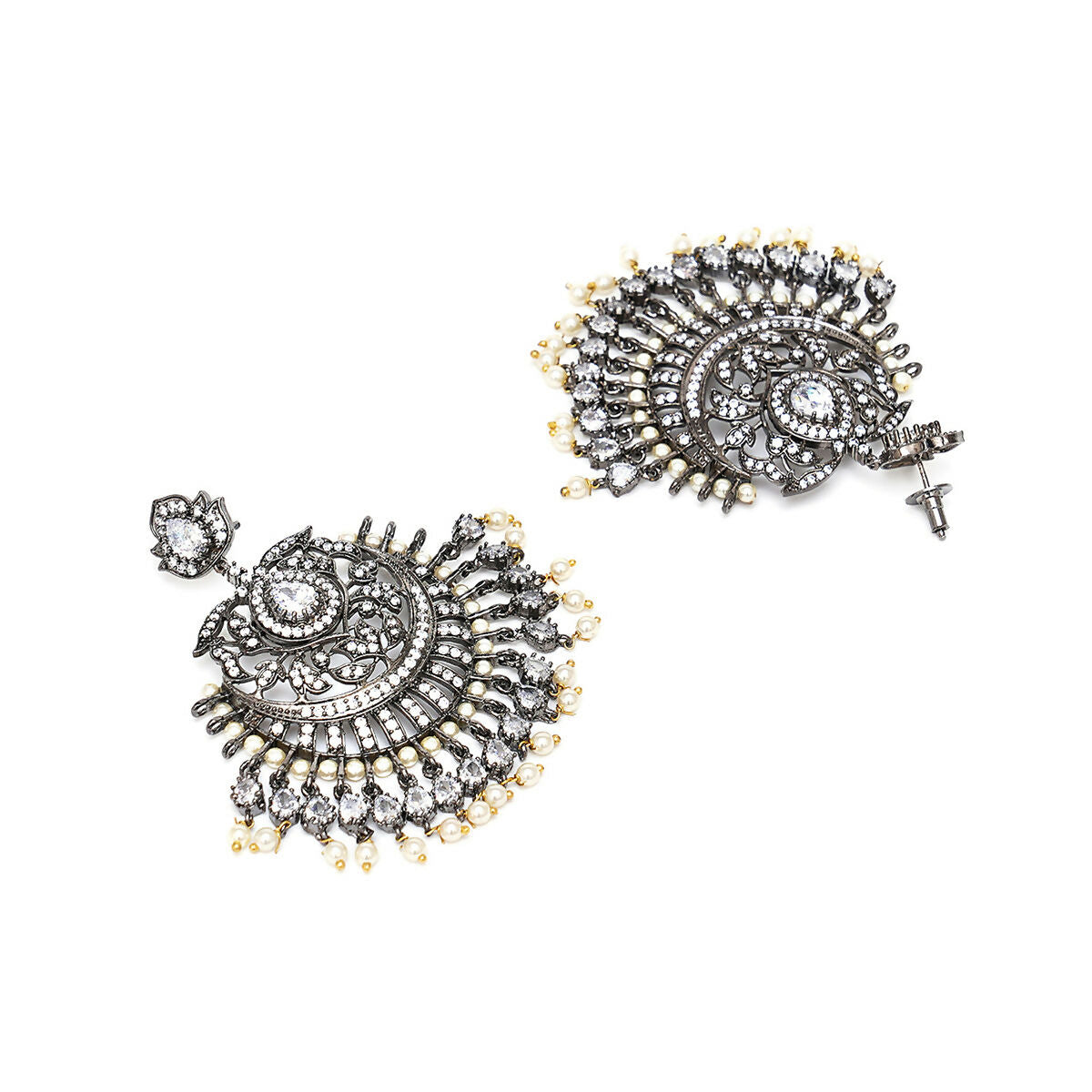 Diamond Earrings with Matching Maang Tikka- Ruby Raang | Grocsy