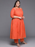 Ahalyaa Women's Traditional wear Kurta Set - Orange | Grocsy