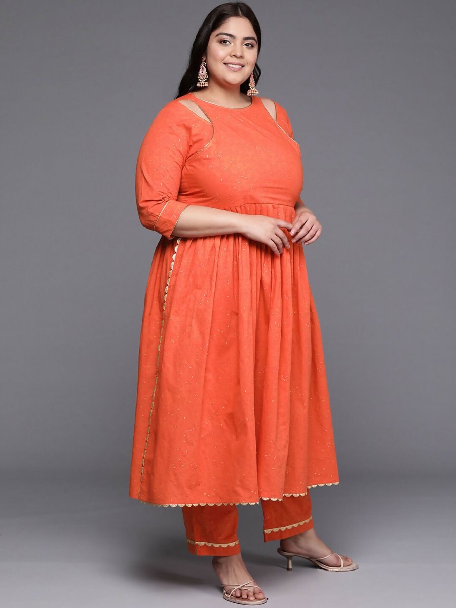 Ahalyaa Women's Traditional wear Kurta Set - Orange | Grocsy