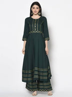 Aniyah Rayon Bottle Green Color Anarkali Kurta (AN-205K) | Grocsy