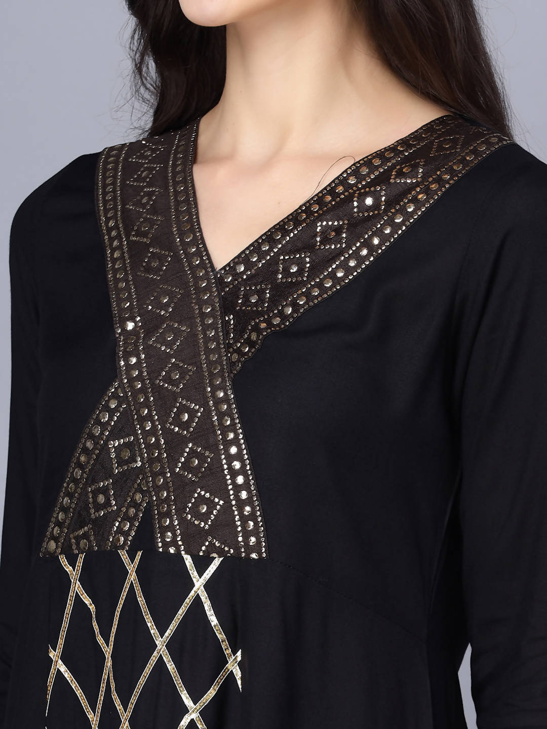 Myshka Women Black Printed Kurta with Dupatta | Grocsy