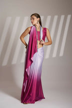 Lavender Chinon Solid Fancy Designer Saree - Nafisa | Grocsy