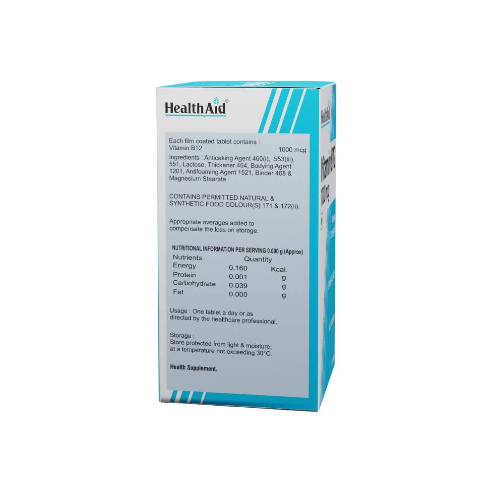 HealthAid Vitamin B12 1000 mcg Mega Strength Tablets - Limited Time Offer - Swadesiicart