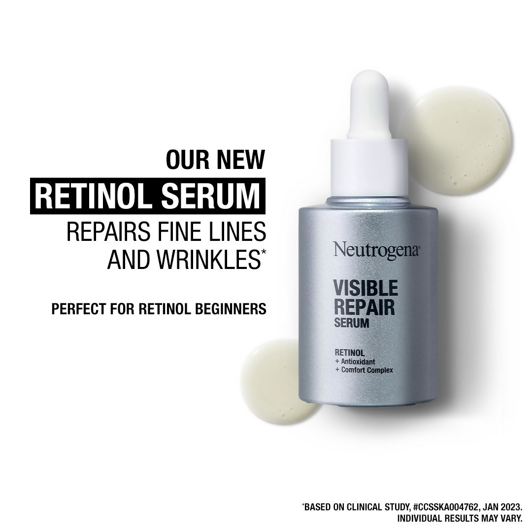 Neutrogena Visible Repair Face Serum with Retinol + Peptide For Wrinkles & Fine Lines | Grocsy