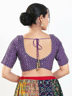 Joban Fashion Brinjal Silk Padded Blouse With Sweetheart Neck Elbow Sleeves | Grocsy