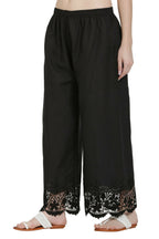 PAVONINE Black Color Chikankari Lace Scalloped Hem Cotton Fabric Sharara | Grocsy