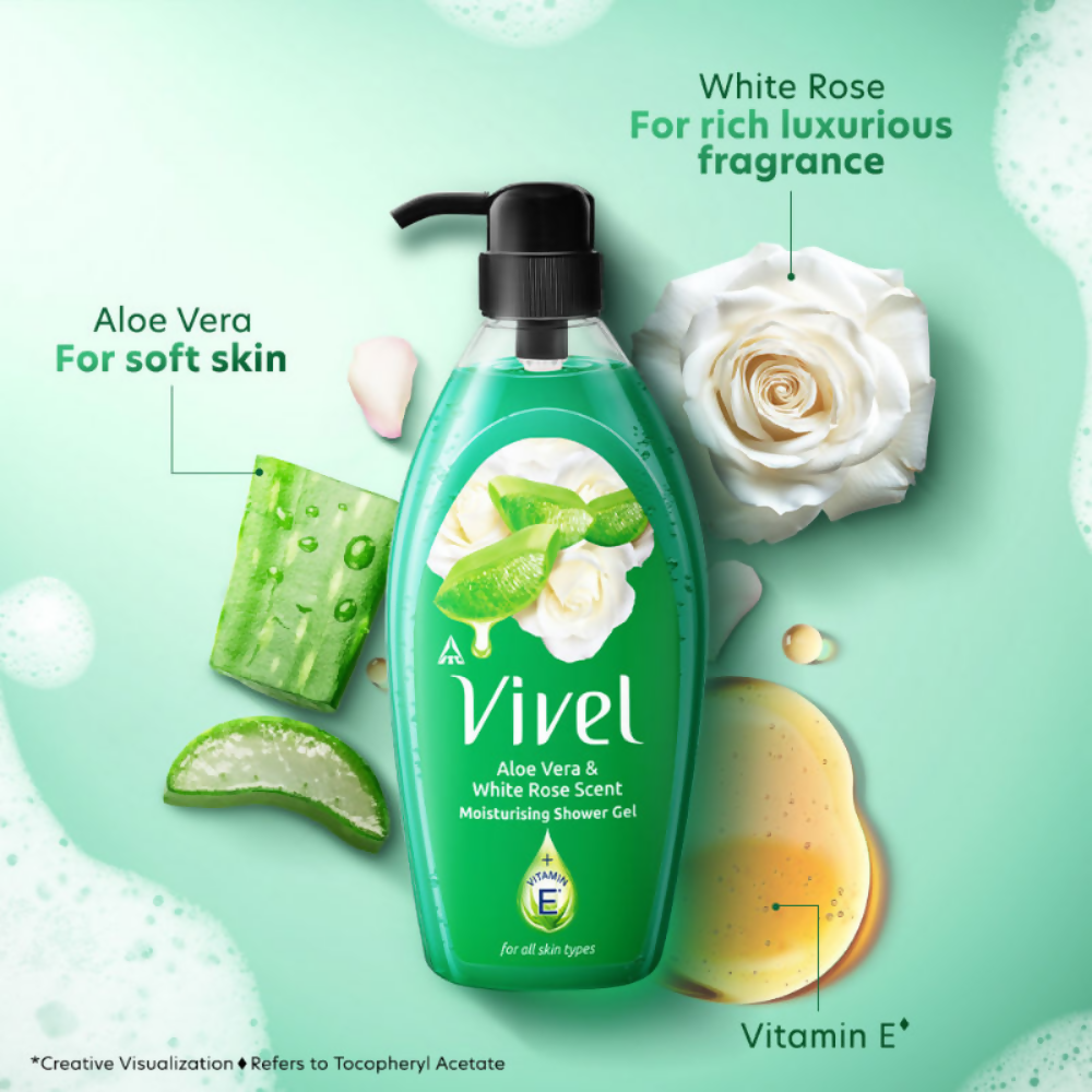 Vivel Aloe Vera & White Rose Scent Moisturizing Shower Gel | Grocsy