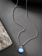 NVR Unisex Evil Eye Silver-Plated Stainless Steel Pendant with Chain | Grocsy