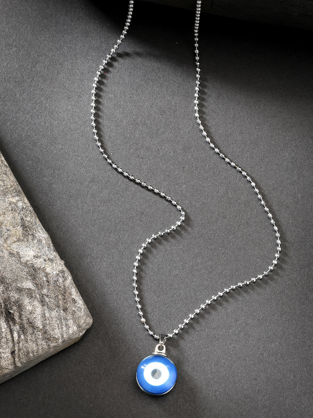 NVR Unisex Evil Eye Silver-Plated Stainless Steel Pendant with Chain | Grocsy