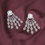 Long Diamond Studded Dangler Earrings- Ruby Raang | Grocsy