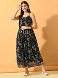 Myshka Women's Black Fit and Flare Party Dress | Grocsy