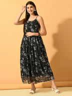 Myshka Women's Black Fit and Flare Party Dress | Grocsy