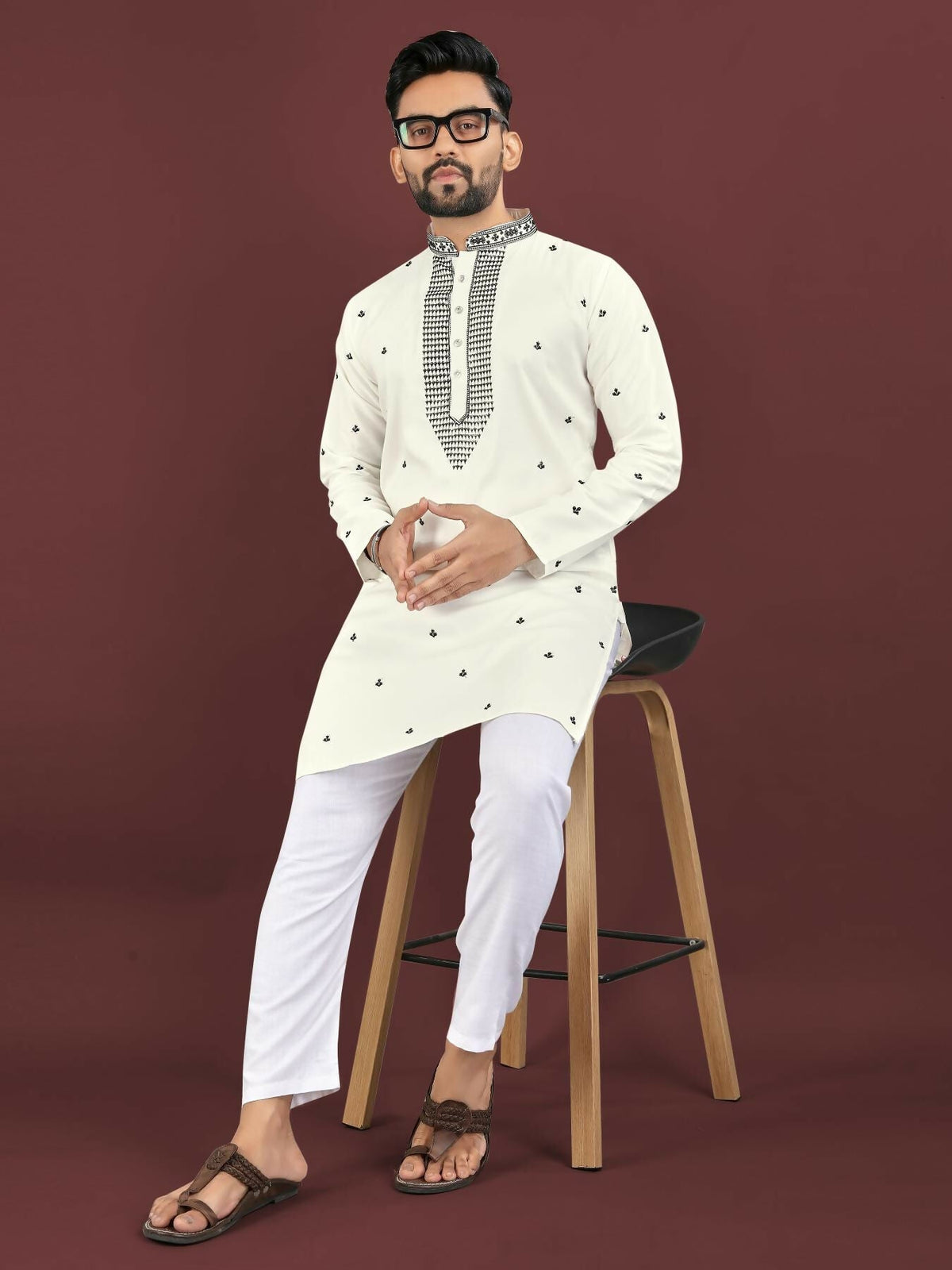 Anaita White Embroidered Silk Straight Kurta | Grocsy