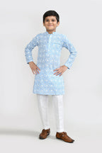 Joban Fashion Cotton Sky blue Kurta With Straight Fit Pant | Grocsy