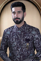 Joban Fashion Men's Wine Base ( Pink & Blue ) TR Kurta with Pyjama | Grocsy