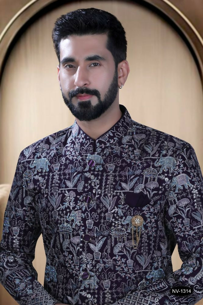 Joban Fashion Men's Wine Base ( Pink & Blue ) TR Kurta with Pyjama | Grocsy
