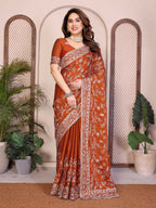 Teeya Creation New Trendy Party Wear Soft Silk Saree-Orange | Grocsy