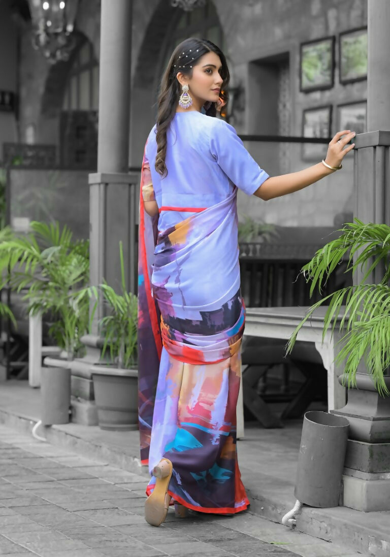 stylish Casual Multi Imported georgette Ready to Wear Fancy Saree - Ashwini | Grocsy