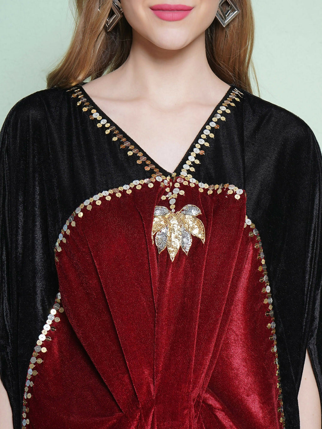 Joban Fashion Black And Maroon Hand Embellished Gown | Grocsy
