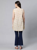 Ahalyaa Women Beige Pure Cotton Floral Printed Tunic | Grocsy