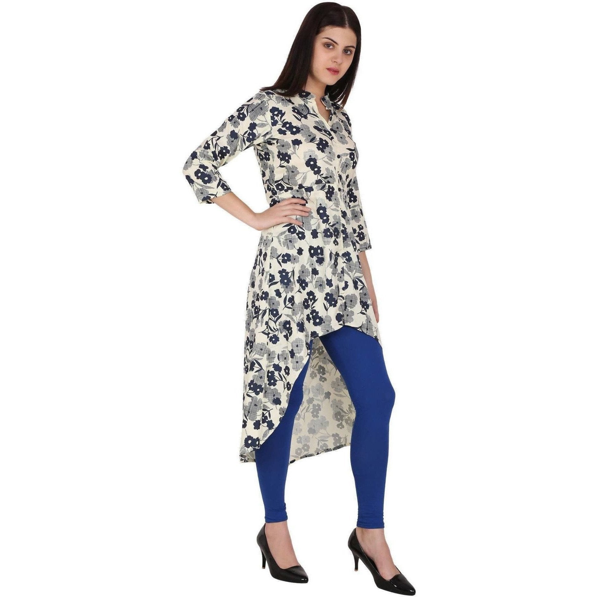 Kanoor Women's Multi Rayon High Low Kurti | Grocsy