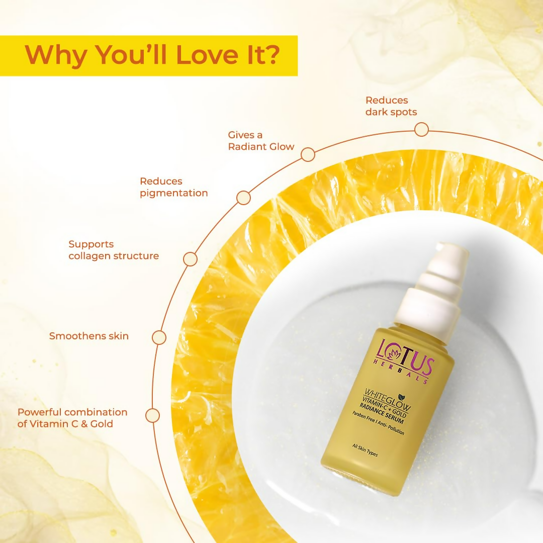 Lotus Herbals WhiteGlow Vitamin C and Gold Radiance Face Serum | Grocsy