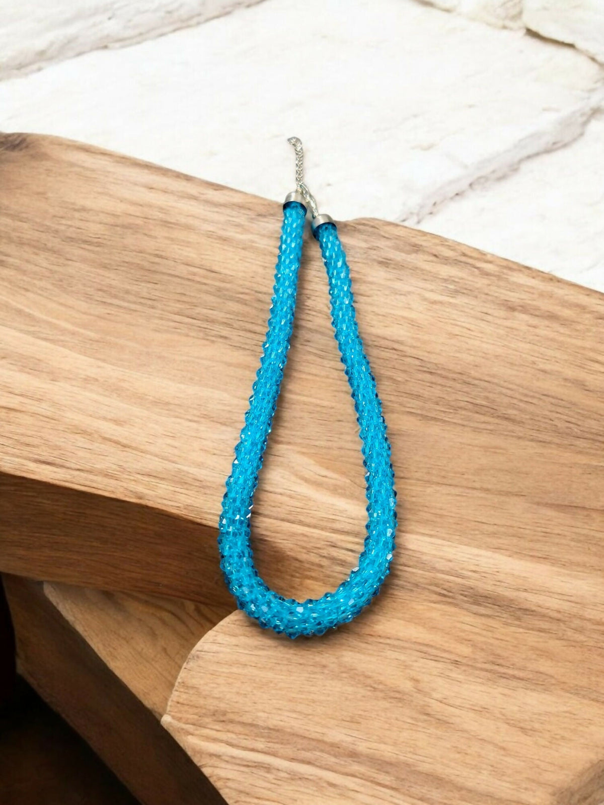 Inhanns Noor-E-Jalwa – Handmade Crystal Bead Necklace -Adjustable - Sky Blue Only Necklace | Grocsy