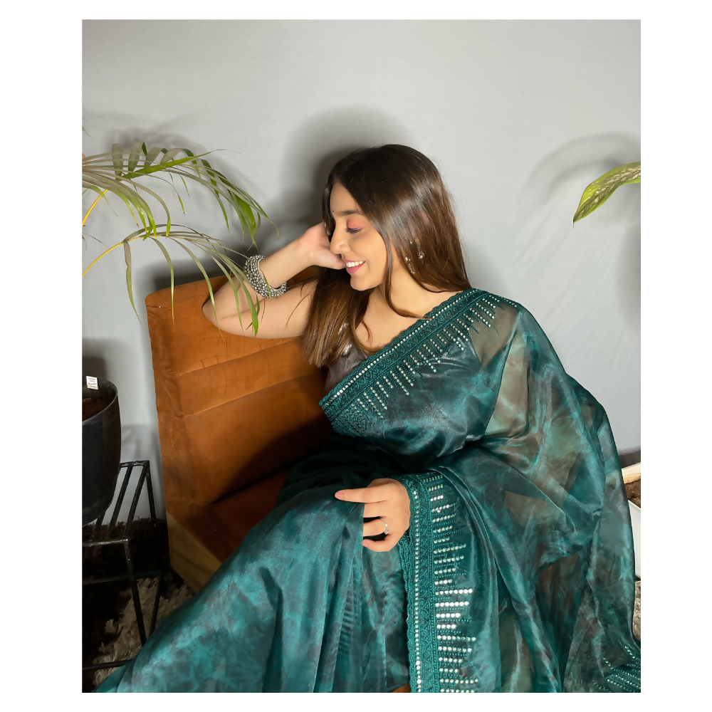 Vamsee Rinkle-Gotta Maroon Organza Saree | Grocsy