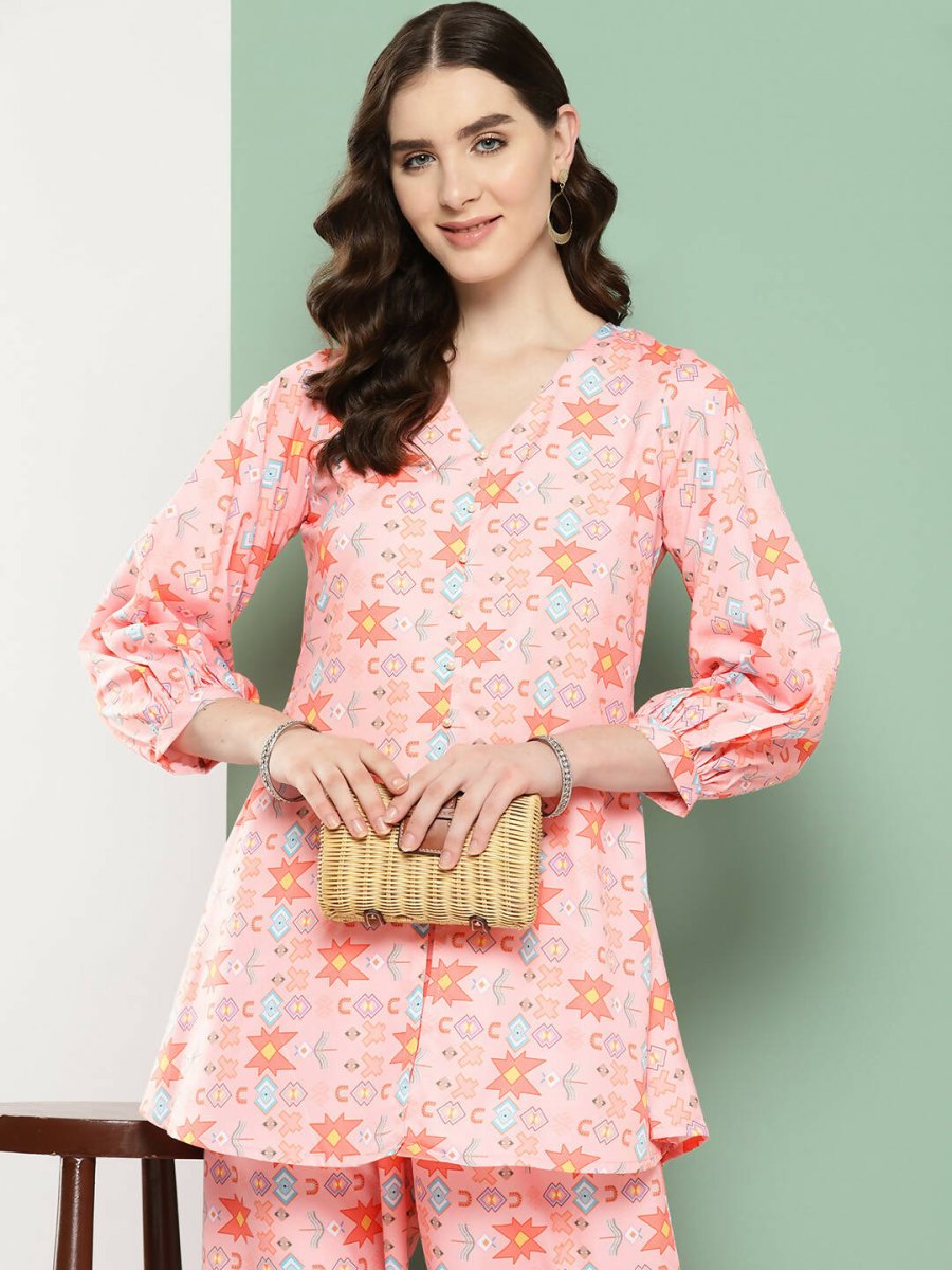 Ahalyaa Women's Traditional Wear Co-ods - Pink | Grocsy