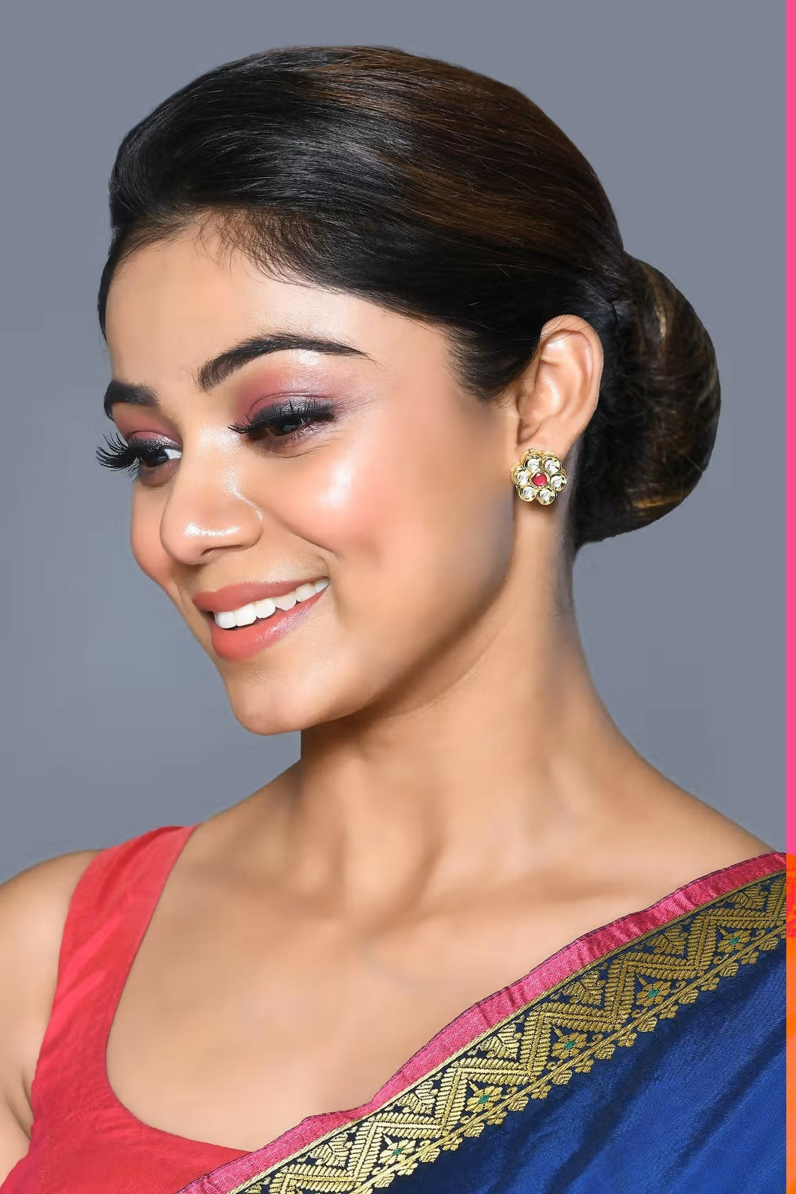 Joban Fashion Women Kundan , Brass And Ruby Stone Golden White Ruby Earrings | Grocsy