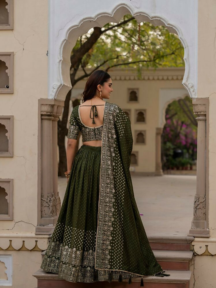 Lehenga Mart Mehendi Green Designer Wedding Wear Lehenga Choli | Grocsy