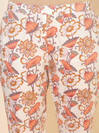 Janasya Women's White Cotton Floral Printed Casual A-Line Co-ords | Grocsy