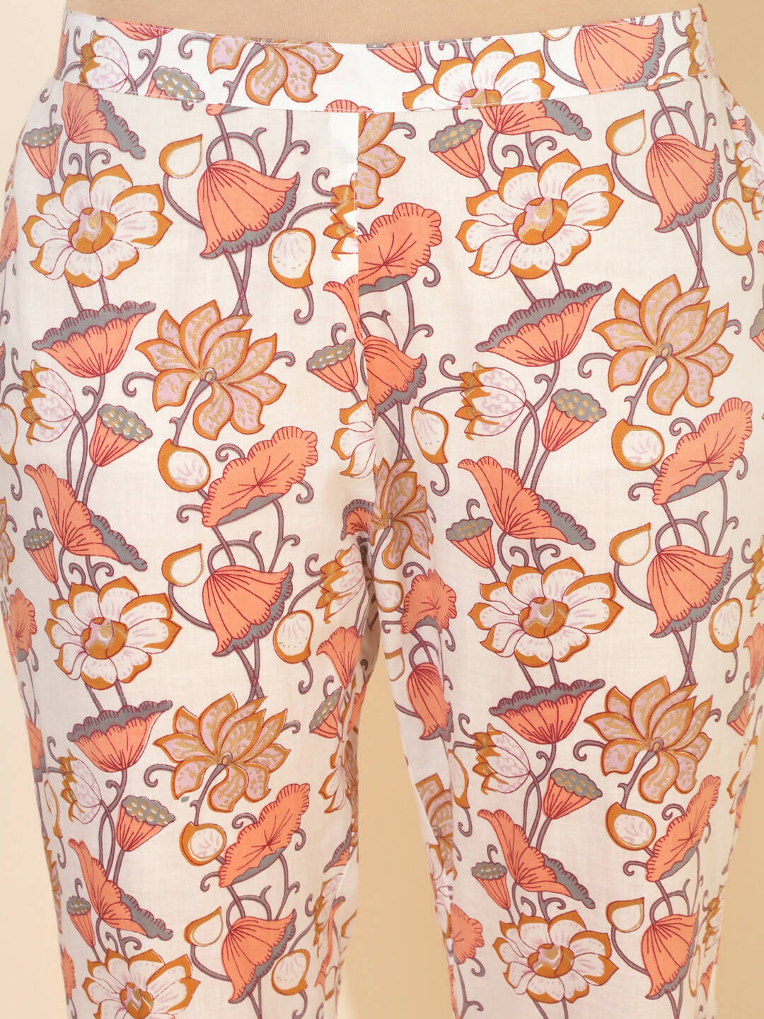 Janasya Women's White Cotton Floral Printed Casual A-Line Co-ords | Grocsy