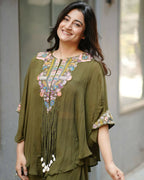 Joban Fashion Green Kurta Set Chinon Embroidery Sequence Work | Grocsy