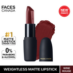 Faces Canada Weightless Matte Finish Lipstick - Wine Rouge 30 | Grocsy