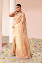 Joban Fashion Gold Banarasi Kora Tissue Pure Handloom Banarasi Silk Saree | Grocsy